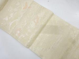 紗　唐花模様織り出し　袋帯